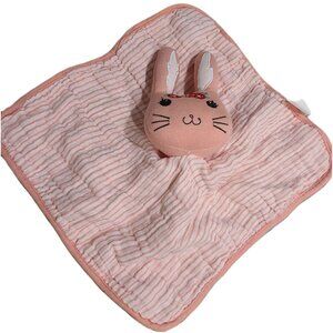 JESSICA SIMPSON Pink/White Bunny Rabbit Security Blanket Striped Baby Lovey